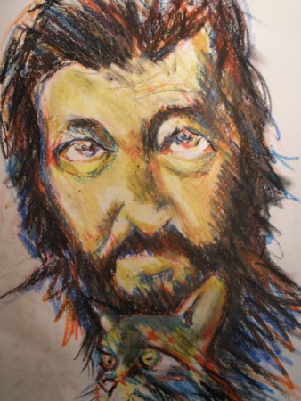 Cortazar (oleopastel sobre papel)
