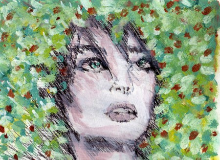 Visión femenina (lapicero, oleo sobre papel)